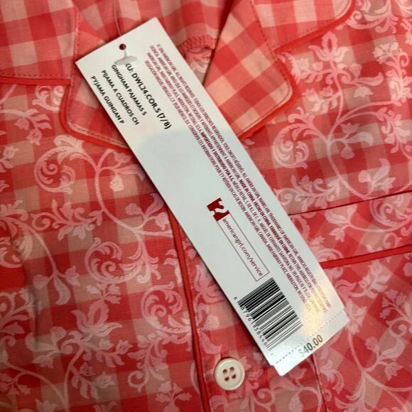 NWT American Girl Gingham Floral pajama set - Picture 4 of 5